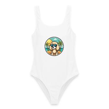 Caniche Chien Race Dessin Animé Lunettes De Soleil Plage - Maillot de bain femme - blanc - Devant - AI Model Female 172 dark (172cm)