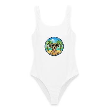 Polnische Jagdhunderasse Cartoon Sonnenbrille Strand - Frauen Badeanzug - Weiß - Vorne - AI Model Female 172 dark (172cm)