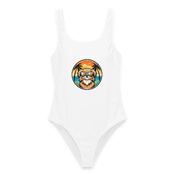 Pekinesische Hunderasse Cartoon Sonnenbrille Strand - Frauen Badeanzug - Weiß - Vorne - AI Model Female 172 dark (172cm)