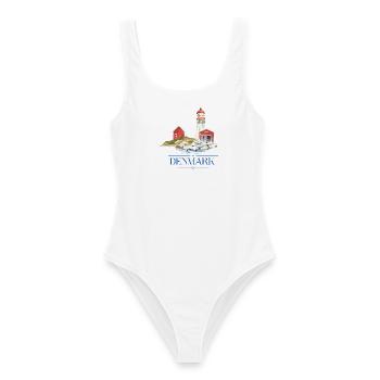 Denmark lighthouse tiny house by the sea - Women's Swimsuit - white - Front - AI Model Female 172 dark (172cm)