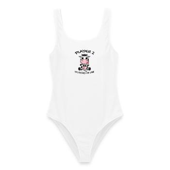 Second child player 2 baby cow pregnant gift - Women's Swimsuit - white - Front - AI Model Female 172 dark (172cm)