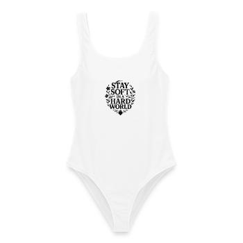 RESTEZ DOUX DANS UN MONDE DUR - Maillot de bain femme - blanc - Devant - AI Model Female 172 dark (172cm)