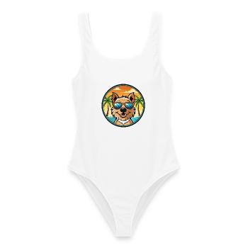 Lucas Terrier Dog Breed Cartoon Sunglasses Beach - Women's Swimsuit - white - Front - AI Model Female 172 dark (172cm)
