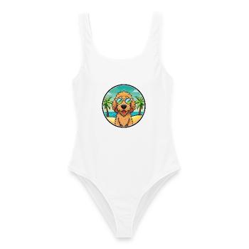 Labradoodle Chien Race Dessin Animé Lunettes De Soleil Plage - Maillot de bain femme - blanc - Devant - AI Model Female 172 dark (172cm)