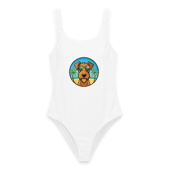 Irish Terrier Hunderasse Cartoon Sonnenbrille Strand - Frauen Badeanzug - Weiß - Vorne - AI Model Female 172 dark (172cm)