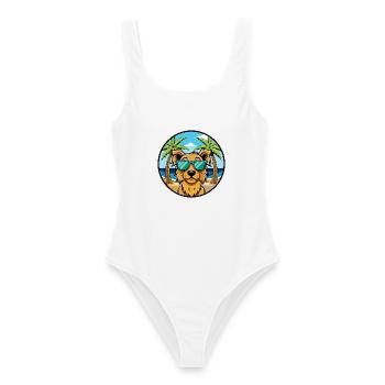 Hovawart Chien Race Dessin Animé Lunettes de Soleil Plage - Maillot de bain femme - blanc - Devant - AI Model Female 172 dark (172cm)