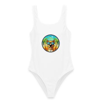 Dänische Broholmer Hunderasse Cartoon Sonnenbrille Strand - Frauen Badeanzug - Weiß - Vorne - AI Model Female 172 dark (172cm)