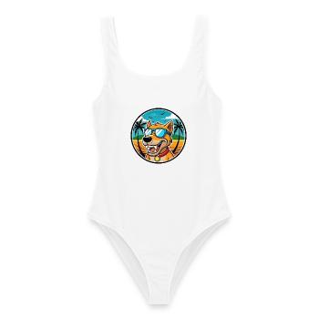 Bruno Jura Hound Dog Breed Cartoon Sunglass Beach - Women's Swimsuit - white - Front - AI Model Female 172 dark (172cm)
