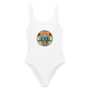Lunettes de soleil Bergamasco Shepherd Dog Breed Cartoon - Maillot de bain femme - blanc - Devant - AI Model Female 172 dark (172cm)