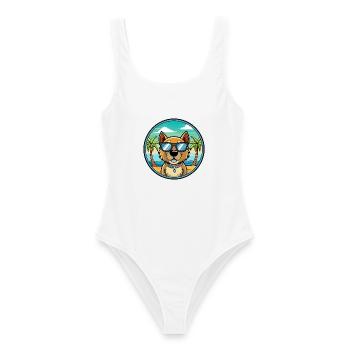 Wetterhoun Dog Breed Cartoon Sunglasses Beach - Women's Swimsuit - white - Front - AI Model Female 172 dark (172cm)