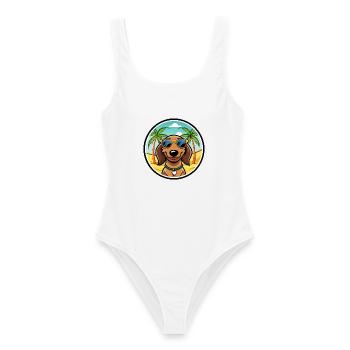 Teckel de Westphalie Race De Chien Dessin Animé Plage - Maillot de bain femme - blanc - Devant - AI Model Female 172 dark (172cm)