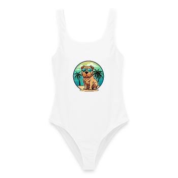 Shar Pei Hunderasse Cartoon Sonnenbrille Strand - Frauen Badeanzug - Weiß - Vorne - AI Model Female 172 dark (172cm)