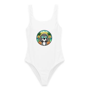 Portugiesische Wasserhundrasse Cartoon Sonnenbrille Strand - Frauen Badeanzug - Weiß - Vorne - AI Model Female 172 dark (172cm)