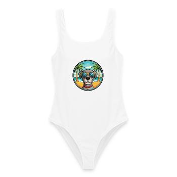 Lunettes de soleil de dessin animé de race de chien d’arrêt danois ancien - Maillot de bain femme - blanc - Devant - AI Model Female 172 dark (172cm)