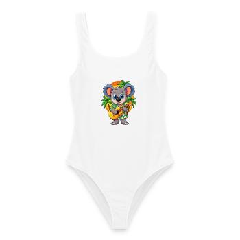 Funny Koala Cartoon Summer Beach Sunglasses Guitar - Women's Swimsuit - white - Front - AI Model Female 172 dark (172cm)