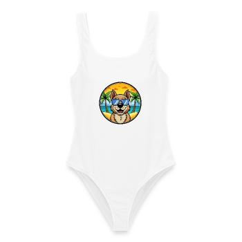 Berger De Beauce Dog Breed Cartoon Sunglass Beach - Women's Swimsuit - white - Front - AI Model Female 172 dark (172cm)
