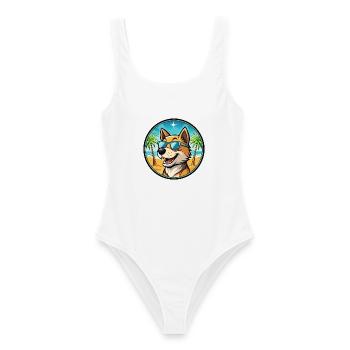 Lucas Terrier Dog Breed Cartoon Sunglasses Beach - Women's Swimsuit - white - Front - AI Model Female 172 dark (172cm)