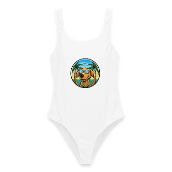 Chien de chasse lituanien race dessin animé lunettes de soleil plage - Maillot de bain femme - blanc - Devant - AI Model Female 172 dark (172cm)