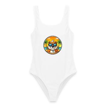 Moskau Watchdog Rasse Cartoon Sonnenbrille Strand - Frauen Badeanzug - Weiß - Vorne - AI Model Female 172 dark (172cm)