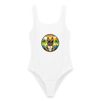 German Boxer Dog Breed Cartoon Sunglasses Beach - Women's Swimsuit - white - Front - AI Model Female 172 dark (172cm)