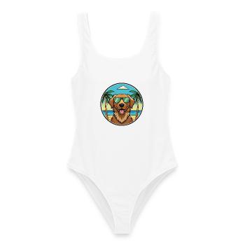 Chesapeake Bay Retriever Hunderasse Cartoon Beach - Frauen Badeanzug - Weiß - Vorne - AI Model Female 172 dark (172cm)