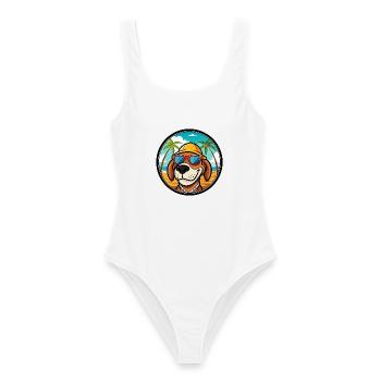 Bruno Jura Hound Dog Breed Cartoon Sunglass Beach - Women's Swimsuit - white - Front - AI Model Female 172 dark (172cm)