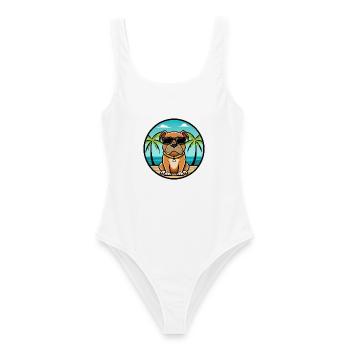 Boerboel Hunderasse Cartoon Sonnenbrille Strand - Frauen Badeanzug - Weiß - Vorne - AI Model Female 172 dark (172cm)