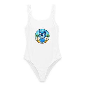 Blue Paul Terrier Dog Breed Cartoon Sunglass Beach - Women's Swimsuit - white - Front - AI Model Female 172 dark (172cm)