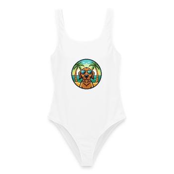 Bloodhound Chien Race Dessin Animé Lunettes De Soleil Plage - Maillot de bain femme - blanc - Devant - AI Model Female 172 dark (172cm)