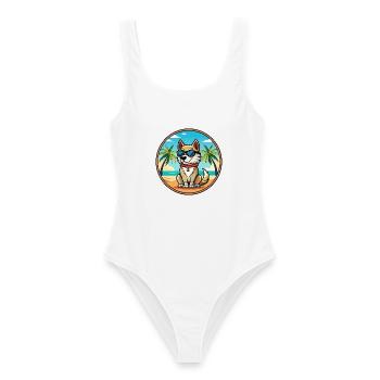 Akbash Hunderasse Cartoon Sonnenbrille Strand - Frauen Badeanzug - Weiß - Vorne - AI Model Female 172 dark (172cm)
