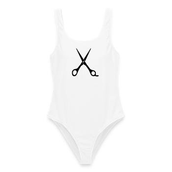 barber scissors icon - Women's Swimsuit - white - Front - AI Model Female 172 dark (172cm)