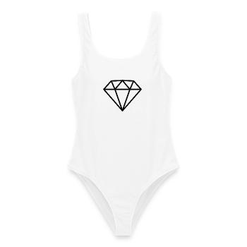 Diamant - Frauen Badeanzug - Weiß - Vorne - AI Model Female 172 dark (172cm)