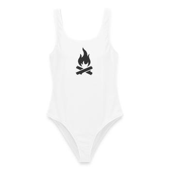 Campfire logo symbol - Women's Swimsuit - white - Front - AI Model Female 172 dark (172cm)