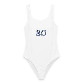 HAPPY BIRTHDAY. HAPPY BIRTHDAY. ANNIVERSARY. - Women's Swimsuit - white - Front - AI Model Female 172 dark (172cm)