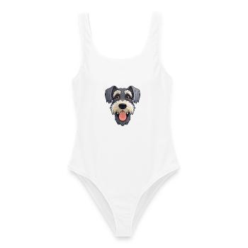Standard Schnauzer Hunderasse Aquarell Karikatur Ka - Frauen Badeanzug - Weiß - Vorne - AI Model Female 172 dark (172cm)