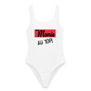 MAMIE. GRAND-MERE. FÊTE DES MÈRES - Maillot de bain femme - blanc - Devant - AI Model Female 172 dark (172cm)
