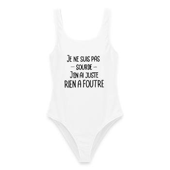 je ne suis pas sourde, j'en ai juste rien a foutre - Maillot de bain femme - blanc - Devant - AI Model Female 172 dark (172cm)