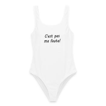 C'est pas ma faute ! - Maillot de bain femme - blanc - Devant - AI Model Female 172 dark (172cm)