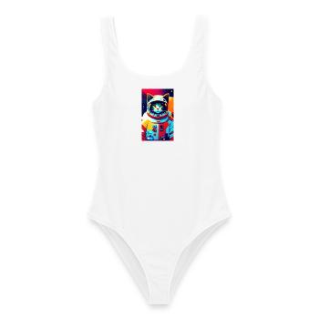 Astronauten-Katze - Frauen Badeanzug - Weiß - Vorne - AI Model Female 172 dark (172cm)