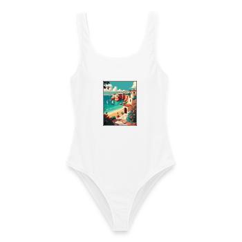 Lagos Portugal Vintage Reiseposter WPA Souvenir - Frauen Badeanzug - Weiß - Vorne - AI Model Female 172 dark (172cm)