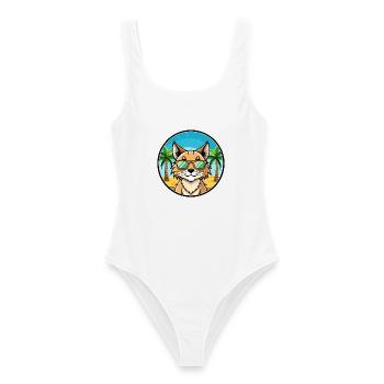 Eurasian Lynx Cat Breed Cartoon Lunettes de soleil Beach - Maillot de bain femme - blanc - Devant - AI Model Female 172 dark (172cm)