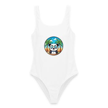 Panda Lustige Cartoon Sommer Strand Sonnenbrille Cool - Frauen Badeanzug - Weiß - Vorne - AI Model Female 172 dark (172cm)