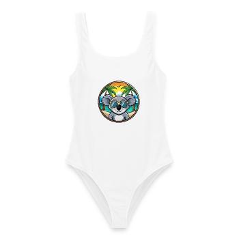 Koala Funny Cartoon Summer Beach Sunglasses Cool - Women's Swimsuit - white - Front - AI Model Female 172 dark (172cm)