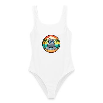 Nilpferd Lustige Cartoon Sommer Strand Sonnenbrille Cool - Frauen Badeanzug - Weiß - Vorne - AI Model Female 172 dark (172cm)