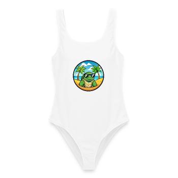 Turtle Funny Cartoon Summer Beach Sunglasses Cool - Women's Swimsuit - white - Front - AI Model Female 172 dark (172cm)