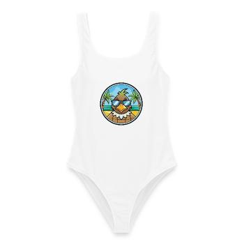 Quail Funny Cartoon Summer Beach Sunglasses Cool - Women's Swimsuit - white - Front - AI Model Female 172 dark (172cm)