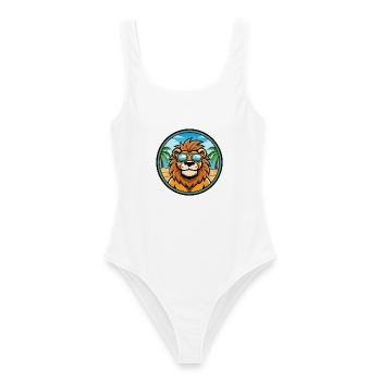 Lion Funny Cartoon Lunettes de soleil de plage d’été Sticker - Maillot de bain femme - blanc - Devant - AI Model Female 172 dark (172cm)