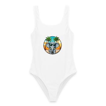 Elefant Lustige Cartoon Sommer Strand Sonnenbrille - Frauen Badeanzug - Weiß - Vorne - AI Model Female 172 dark (172cm)