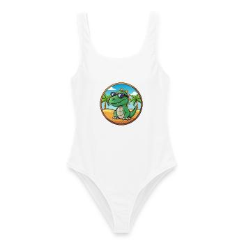 Dinosaurier Lustige Cartoon Sommer Strand Sonnenbrille - Frauen Badeanzug - Weiß - Vorne - AI Model Female 172 dark (172cm)