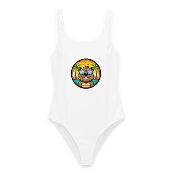 Biber Lustige Cartoon Sommer Strand Sonnenbrille Cool - Frauen Badeanzug - Weiß - Vorne - AI Model Female 172 dark (172cm)